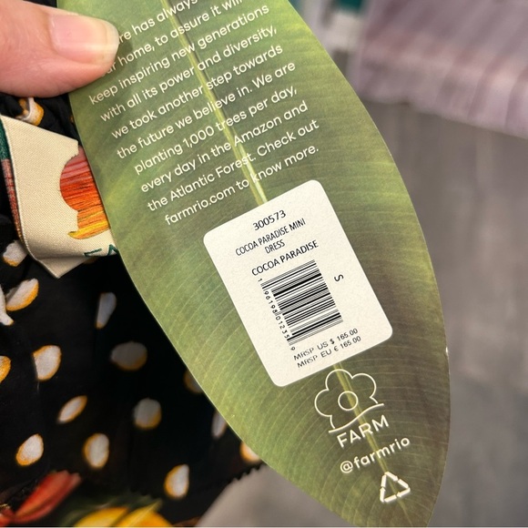 Farm Rio Cocoa Paradise Mini Ruffle sleeve dress New artsy cottagecore SML chic - Picture 4 of 12